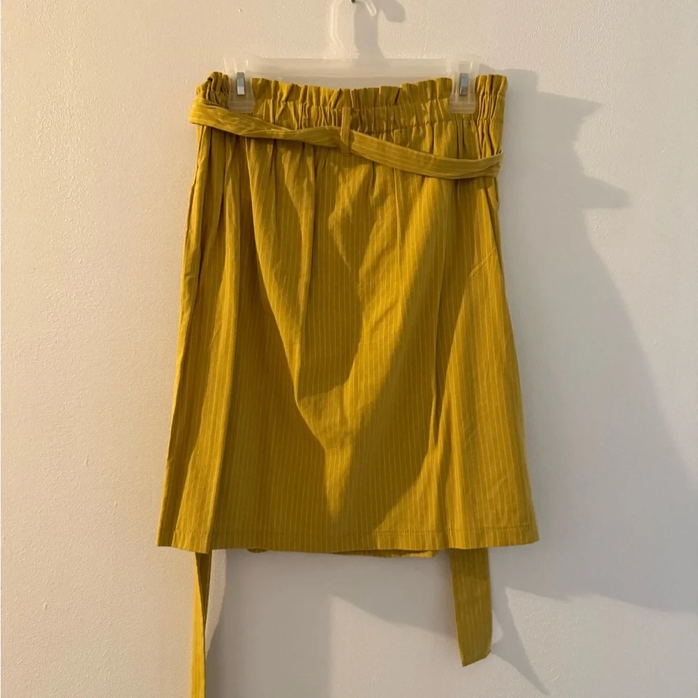 Berle Mustard A-Line Skirt with Button Detail - Picture 3 of 3